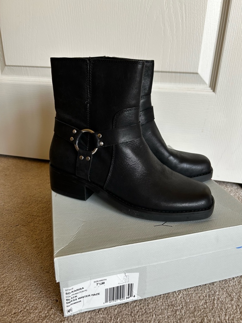 Black Leather Harness Boot